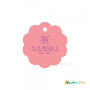 Tag para Roupas Corte Flor 4cm Papel Couchê 250g 4cm 4x0 - Frente Colorida Brilho Total Frente  Criação da arte Grátis